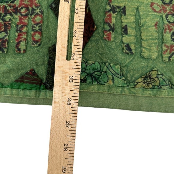 Tropical Elephants Boho womens wood toggle Jacket Patchwork Womens Green medium - Picture 6 of 14